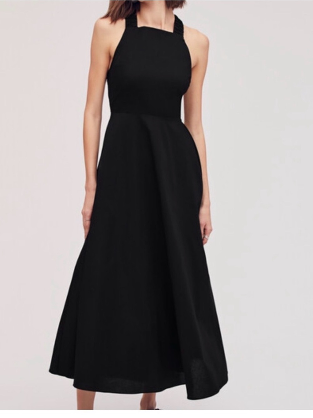 Sam Edelman Black Poplin Open Back Maxi Dress